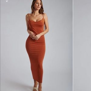 Meshki ARMANI Ice Jersey Cowl Back Maxi Dress - Desert